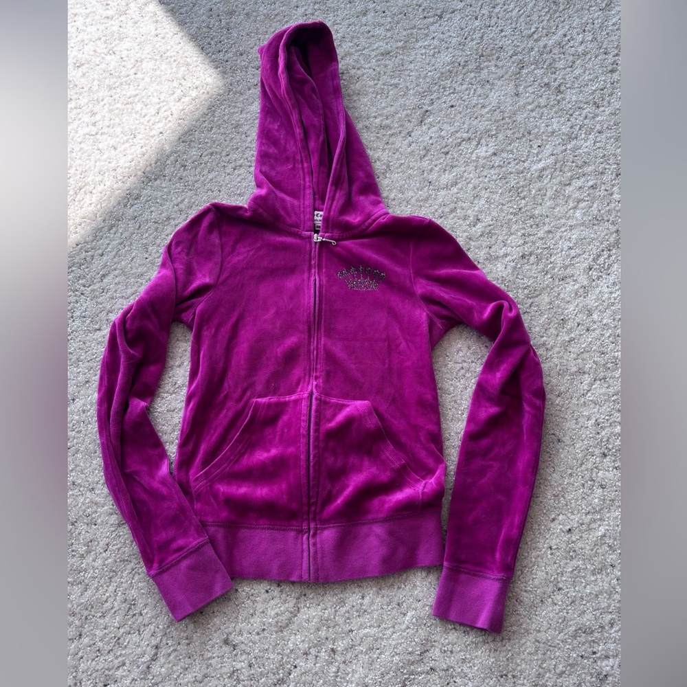 **SOLD** Juicy Couture Fuchsia Velour Hoodie Full Zip Jacket pink xs